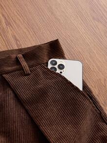 SWAVVY Men's Casual Versatile Solid Color Curved Leg Long Pants - Coffee Brown - View 6