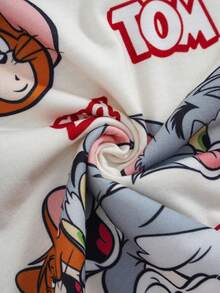 TOM & JERRY X SHEIN Baby Boy Cartoon Print Short Sleeve Crew Neck T-Shirt And Solid Color Shorts Set - Multicolor - View 4