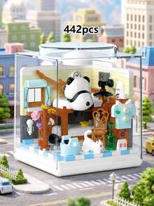 POKOJA LAND Cute Panda House Mini Landscape Building Blocks, Panda Living Room Kitchen Bedroom Bathroom DIY Bricks Set, Desktop Ornament, Perfect Holiday Gift - Multicolor - View 4