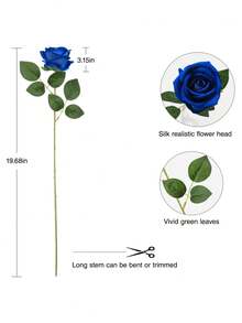2/6/10 Stücke künstliche Rosen, blaue/rosa künstliche Rosen mit Stielen, geeignet für die Dekoration in Wohnungen, Hochzeitszentren, Hotels und Büros. - Verschiedenfarbig - Übersicht 4