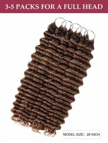 Boho Braids Feather 鉤編真人髮 4# 中棕色深波浪 150g 預分束 濕波浪隱形鉤編接髮 巴西 Miracle 可重複使用捲波浪髮 女款 - S4 - 查看 7