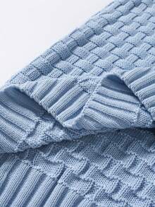 Manfinity Homme Men's Solid Color Stand Collar Casual Versatile Daily Wear Long Sleeve Sweater - 淺藍色 - 查看 6