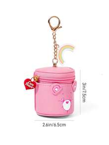SHEIN X Care Bears 迷你熊圖案零錢包，壓克力吊飾鑰匙圈，PU拉鍊收納袋，適用耳機、硬幣、珠寶，可愛女孩日常隨身包飾品 - 粉色 - 查看 7