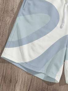 Manfinity Joysei Loose Fit Men's Color Block Print Sports Shorts, Suitable For Summer Wear - Multicolor - View 2