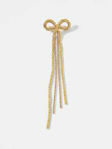 MOTF PREMIUM 18K GOLD-PLATED BOW CHAIN SHINY SIMPLE TEMPERAMENT BROOCH - Gold - View 2