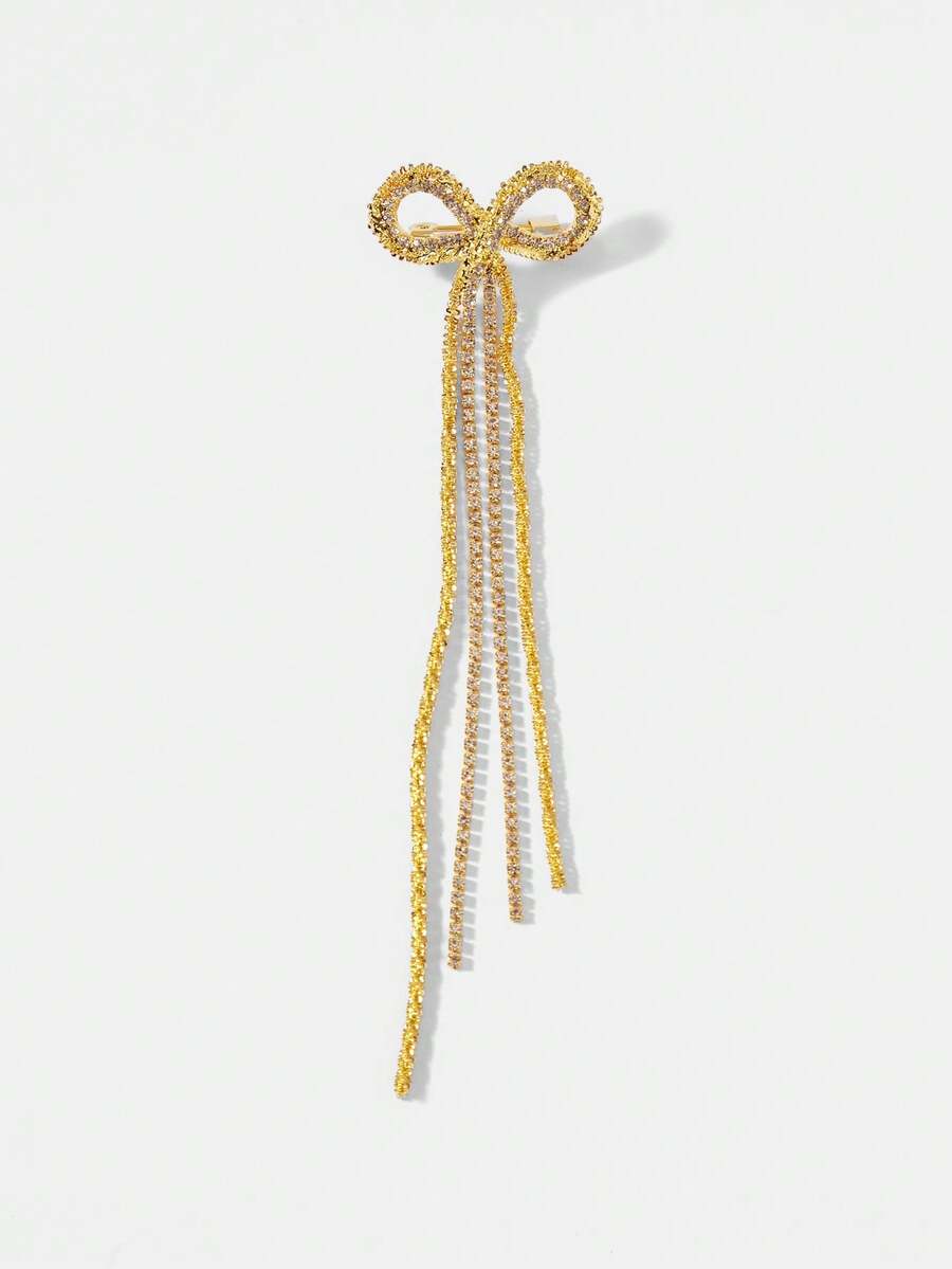 MOTF PREMIUM 18K GOLD-PLATED BOW CHAIN SHINY SIMPLE TEMPERAMENT BROOCH - Gold - View 2
