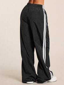 SHEIN BAE Women's Fashionable Sports Pants, Suitable For Fall - Black - View 2