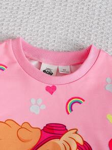 SHEIN | PAW Patrol 女童字母卡通印花長袖衛衣與長褲休閒日常套裝 - 彩色 - 查看 6