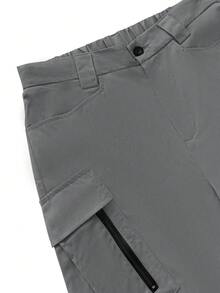 Manfinity Homme Men's Casual Solid Color Cargo Pants - smoke gray - View 7