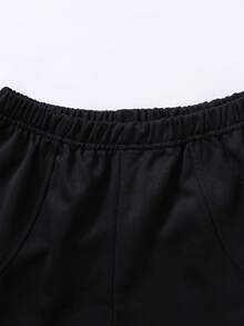 SHEIN 青少年女孩百搭宽松休闲运动裤，适合日常通勤、休闲、度假、与朋友聚会、街头风格 - 黑色 - 查看 3