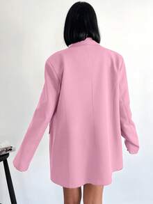 SHEIN Cottnline Chaqueta De Traje De Doble Botonadura Con Solapa Entallada - Rosa - Ver 2