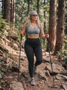 In My Nature Women's Plus Size Outdoor Sports Leggings - Black - View 3