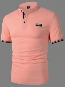 Manfinity Homme 男士休閒短袖 Polo 衫，夏季 - 粉色 - 查看 4