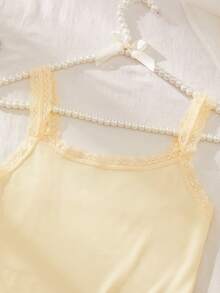 Fashionable Lace Patchwork Camisole - Apricot - View 3
