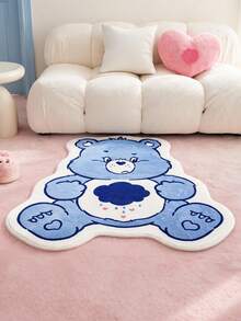 SHEIN X Care Bears 1件裝 LOGO 裝飾地毯 - carebear-藍 - 查看 2