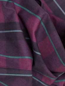 Nöista Plaid Mandarin Collar Top With Keyhole Neckline For Going Out And Vacation Styling. - Purple - View 13