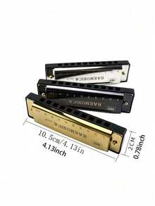 1pc Metal Diatonic 10-Hole Professional Blues Harmonica, Suitable For Beginners Mini Instruments, Guitar Pick, Round Harmonica, Harmonica, Instrument, Clarinet, Harmonica, Instrument, Clarinet, Music Instrument, Triangle Instrument - Multicolor - View 3