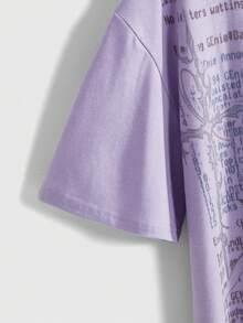 ROMWE EDITION Kaos Wanita Gaya Vaporwave Anime Kawaii yang Lucu - Mauve Purple - View 4