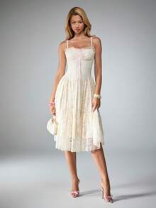 Sweetness Sweet All-Lace White Women's Mid-Length Dress - White - View 3