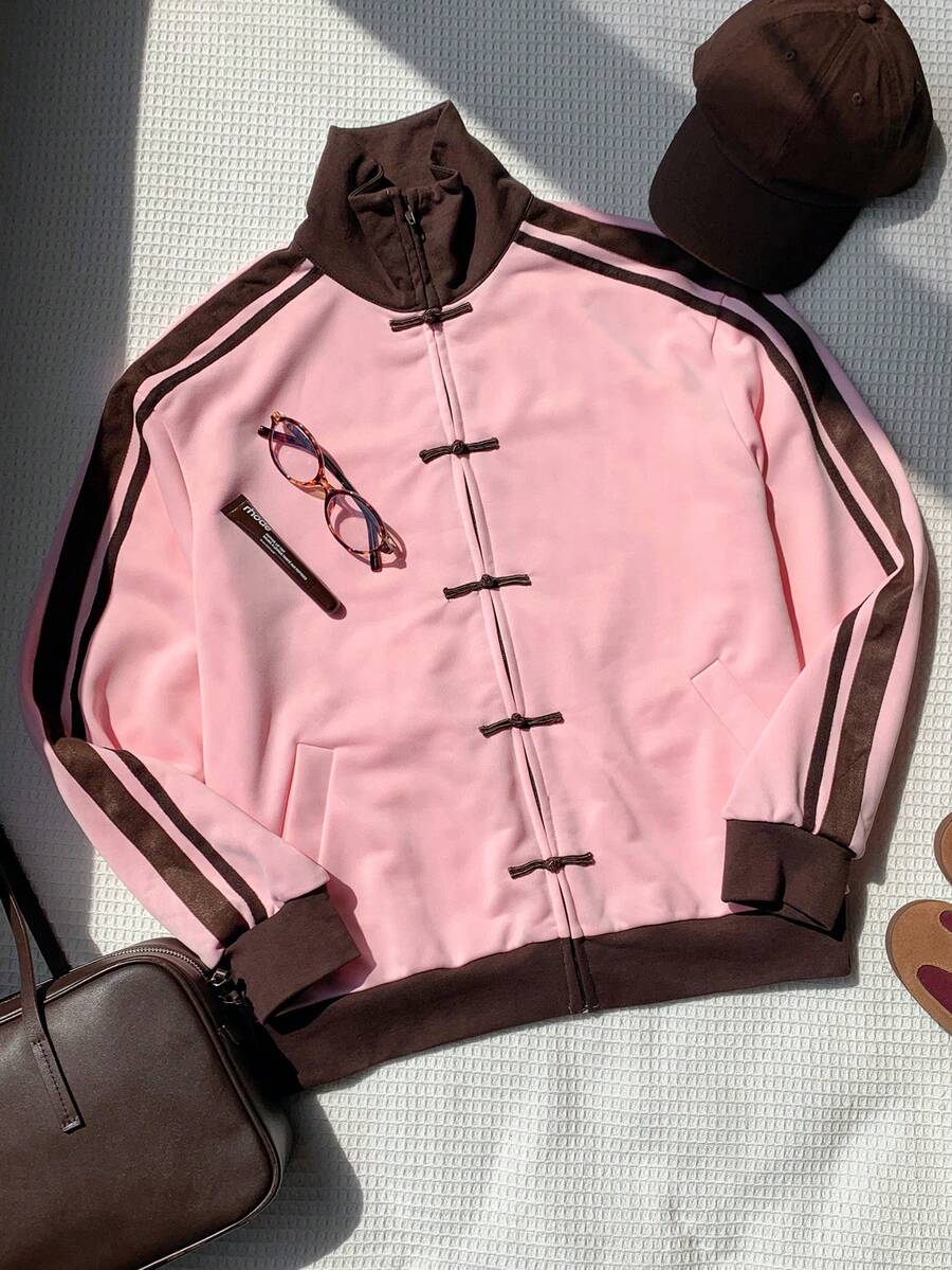 Comfortcana Jaket Wanita Kasual Serbaguna dengan Kerah Tegak untuk Olahraga - Berwarna merah muda - View 1