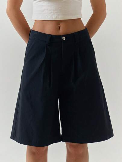 MUSERA Shorts negros holgados con dos bolsillos laterales, shorts negros casuales para fiesta de invierno para mujeres