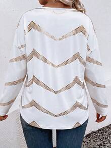SHEIN LUNE 女款秋冬新款熱銷波浪印花休閒百搭大尺碼T恤 - 彩色 - 查看 2