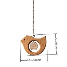 Boho Vintage Wooden Bird Suncatcher With Clear Glass Crystal Prism, Stylish Car Rear View Mirror Hanging Charm, Unique Decorative Gift For Drivers, Multi-Purpose Hanging Ornament Fit For Home Window, Courtyard & Garden Decor - multicolor - View 4