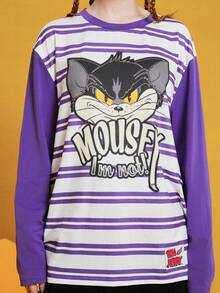 TOM & JERRY X SHEIN Unisex 1pc Striped Cartoon Printed T-Shirt - Multicolor - View 9
