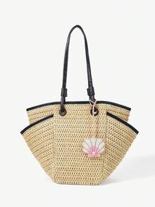 Viva Strut 1 件夏日海岛风手工串珠贝壳包挂件，镶嵌新鲜钻石贝壳吊坠，小众度假配饰，适合海滩、度假、节日、夏季、海边、沙滩派对（手工串珠，批次可能略有不同） - 貝殼A - 查看 6