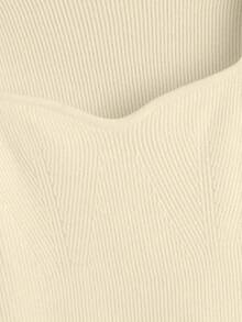 Cloudara Slit Hem Ribbed Knit Jumper - Beige - View 3
