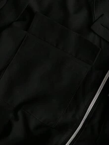 Maweii 女士夏季休闲通勤立领侧口袋收腰大码连体裤，适合日常通勤、聚会、派对、浪漫优雅的度假穿着 - 黑色 - 查看 7