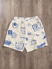 GARFIELD | SHEIN Manfinity Joysei Standard Size Men's Cartoon Pattern Loose Shorts - Multicolor - View 2