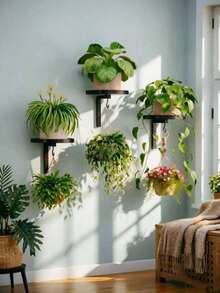 1/2 Double-Layer Metal Plant Rack, Simple European Wall Hanging Style Flower Pot Rack, Suitable For Indoor And Outdoor Use, Outdoor Decoration, Flower Pot Storage Rack, Flower Pot Storage Rack - Wall-mounted - View 3