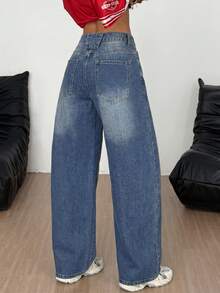 Coolane Women's Casual Versatile Daily Travel Denim Jeans With Pockets And Buttons Women's Fall Teacher Pants - Blue - View 3