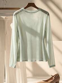 GlowEve Elegant Floral Pattern Printed Long Sleeve Tee For Women, V Neck Casual Top For Everyday Wear - Multicolor - View 2