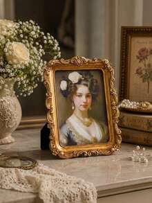 Cirelle 1pc Vintage Gold Picture Frame, Ornate Baroque Picture Frame, Antique Rococo Photo Frame For Wall & Tabletop Display, Decorative Wall Decor - 1PC - View 1
