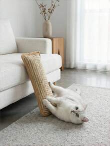Sisal Cat Scratcher Board With Catnip Pillow Toy, Interactive Scratch Mat For Self-Entertainment, Durable Dental Chew Toy For Healthy Teeth & Happy Cats - Multicolor - View 9