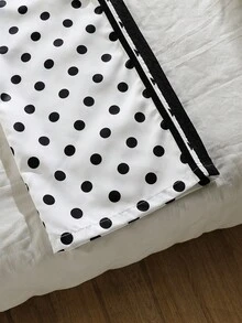 SHEIN Sparklyn 女童休閒度假穿搭：全套搭配寬鬆舒適寬腿褲，波點印花面料 - 黑與白 - 查看 3