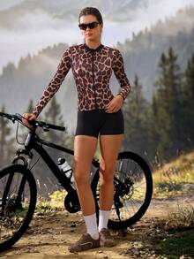Exploreva Exploreva Motif Leopard - Jersey Sepeda Lengan Panjang Wanita - Kuning - View 6