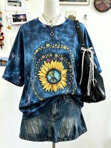 Lalippa Kaos Kasual Wanita Lengan Pendek Leher Bulat dengan Motif Huruf - MultiWarna - View 3