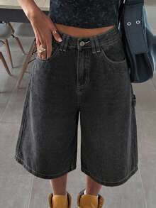 DAZY Women's Casual Denim Shorts, Simple & Fashionable For Daily Wear Jorts School - Light Grey - View 11