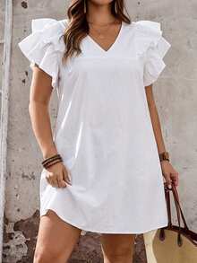EMERY ROSE EMERY ROSE Vestido de Mezclilla de unicolor Casual de Verano Talla Grande - Blanco - Ver 2