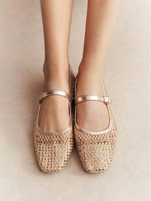 Rosivie Women's Fashionable Casual Commute Metallic Flats Valentine's Day - Golden Cube Diamond - View 6