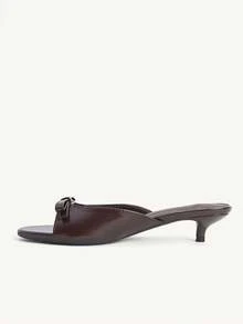CUCCOO CHICEST Sandal Rumah Bergaya Prancis Elegan, Nyaman, Serbaguna, Hak Pendek, Simpul, Model Kitten dan Wanita, Ujung Terbuka, Cocok untuk Cuaca Dingin. - Chocolate Brown - View 9