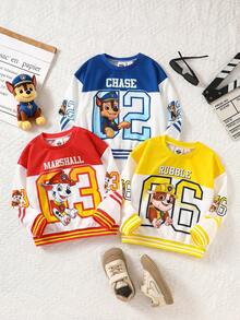 SHEIN | PAW Patrol 3件組小男孩運動休閒衛衣，紅/藍/黃球類運動元素結合主題角色圖案，運動風易搭配，適合秋冬 - 彩色 - 查看 3