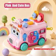 Multifunctional Activity Bus Toy For 10M+ Babies, Shape Sorting Push Car With Pop-Up Animals & Colorful Buttons, Fun Interactive Plaything For Kids, Suitable For Daily Play & Gift - Multicolor - View 8