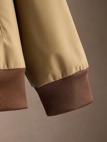 Core Aspect Men's Casual Daily Wear Top, Zipper Long Sleeve Jacket, Autumn Style - Khaki - View 7