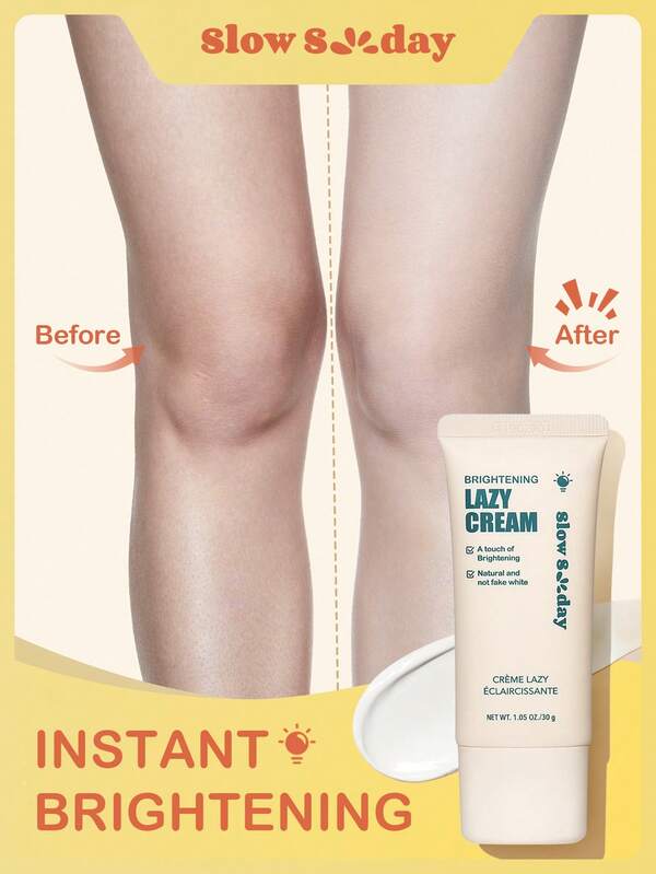 SlowSunday Brightening Lazy Cream, Suitable For Body And Face, Instantly Brightens, Improves Skin Tone, Creates A Natural Look; Non-Sticky And Non-Staining On Clothes, Suitable For Summer, Y2K, Ideal For Party