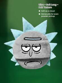 Rick and Morty X SHEIN Novelty Cartoon Plush Powder Puff, Soft & Fluffy For Dry Makeup, Loose Powder & Compacts, Cute Design For Easy Application - blue-gray - View 1