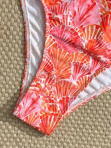 SHEIN Swim Spring/Summer Fashion Beach Vacation Shell Print Bikini Set - Multicolor - View 7
